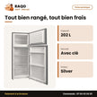 Réfrigérateur Double Porte Nasco – 202L Net (158LT+44LT) – Avec Clé – Silver | NASF2-250K