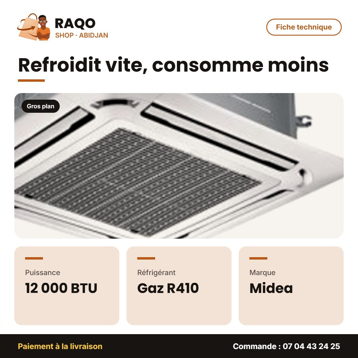 Split Cassette 12.000 BTU Midea R410 | M_MCA3-12HRN1