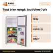 Réfrigérateur Double Porte Nasco – 168L Net (120LT+48LT) – Avec Clé – Silver | NASF2-200K