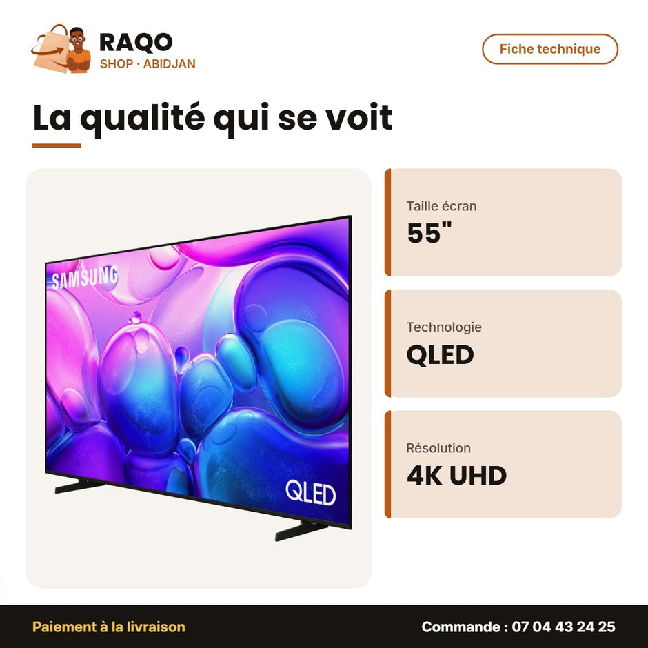 TV 55'' QLED Samsung – 4K UHD – HDR 10+ – Smart TV | QA55Q6FAAUXLY