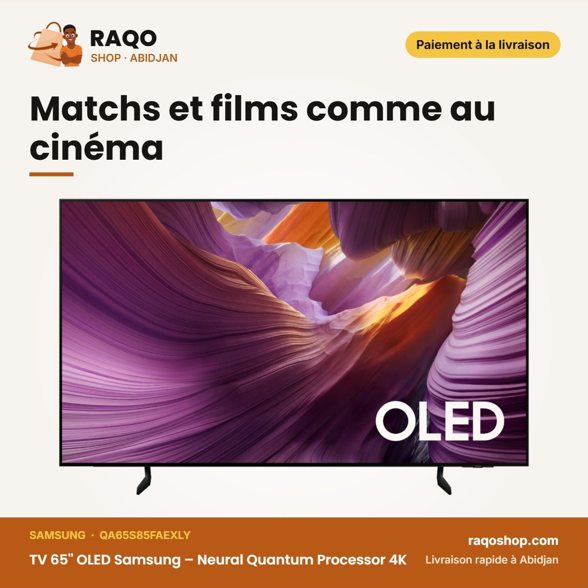 TV 65'' OLED Samsung – Neural Quantum Processor 4K – Smart TV – 163cm | QA65S85FAEXLY
