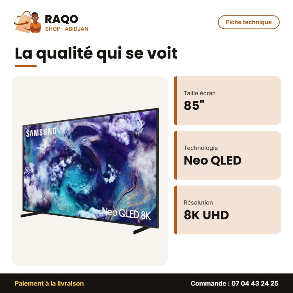 TV 85'' Neo QLED Samsung – 8K UHD – HDR 10+ – Smart TV | QA85QN900FUXLY