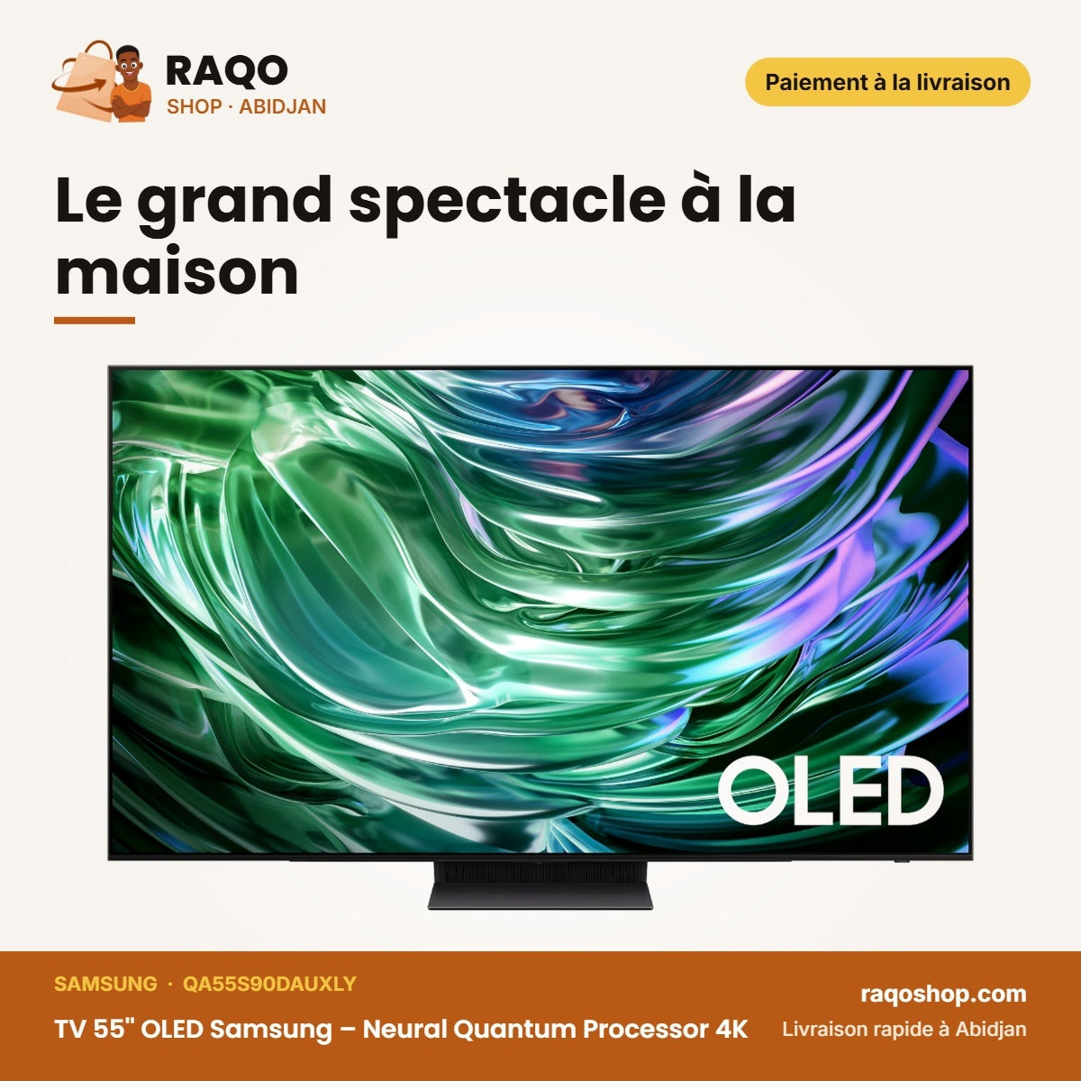 TV 55'' OLED Samsung – Neural Quantum Processor 4K – Smart TV – 138cm | QA55S90DAUXLY
