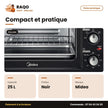 Toaster Oven Midea – Four Grille Pain Électrique Midea – 25L – Noir | MG25CEX