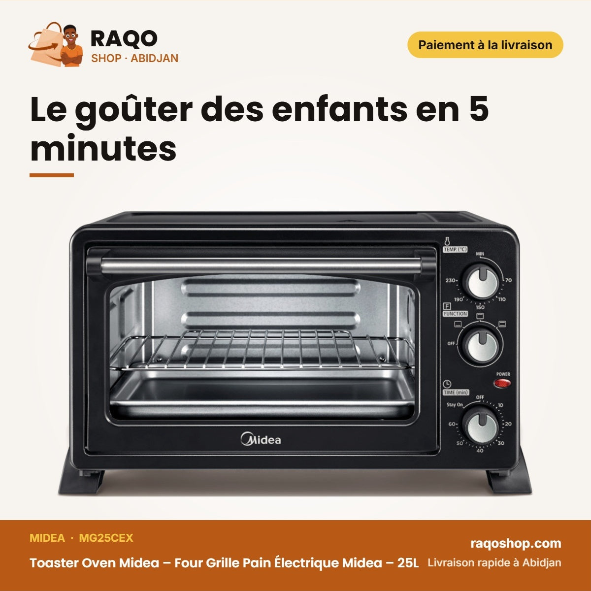 Toaster Oven Midea – Four Grille Pain Électrique Midea – 25L – Noir | MG25CEX