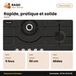 Plaque de Cuisson à Gaz Midea – 5 Feux – 90cm – Allumage Électrique | GAZ_90GQ095