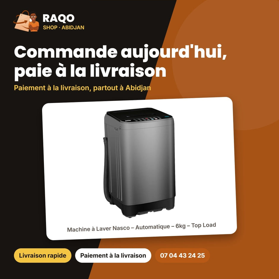 Machine à Laver Nasco – Automatique – 6kg – Top Load | NASTL-B60