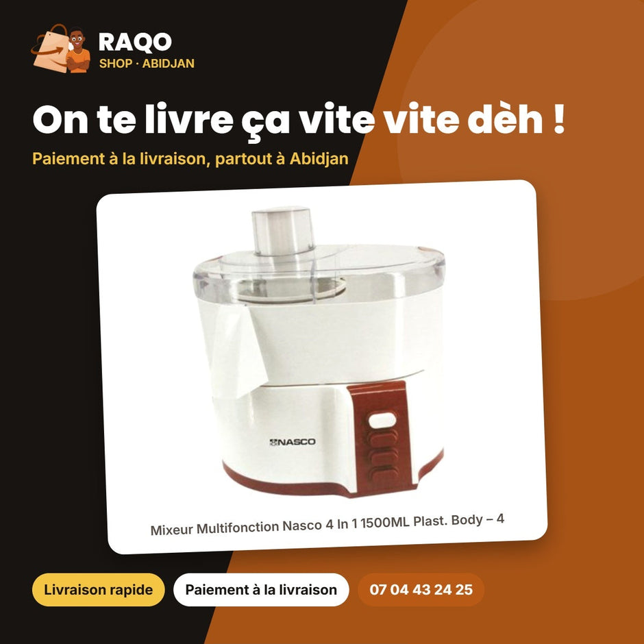 Mixeur Multifonction Nasco 4 In 1 1500ML Plast. Body – 4 | MIXER_JE6010-GS