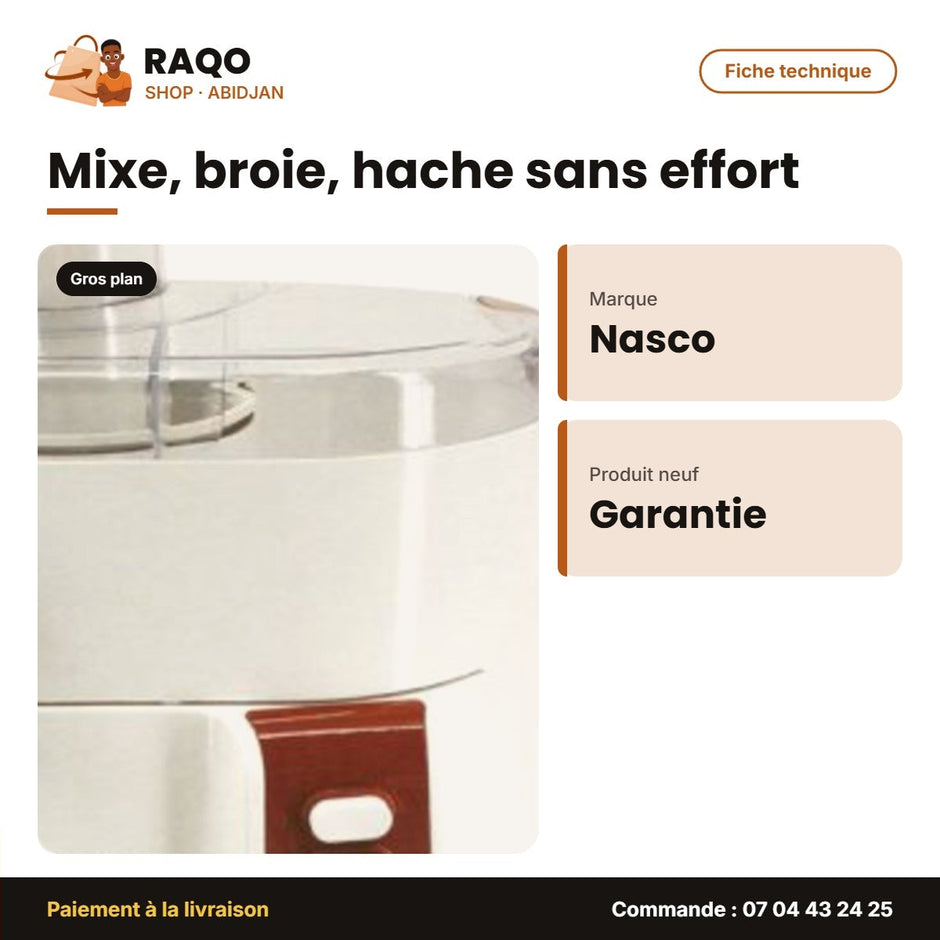 Mixeur Multifonction Nasco 4 In 1 1500ML Plast. Body – 4 | MIXER_JE6010-GS