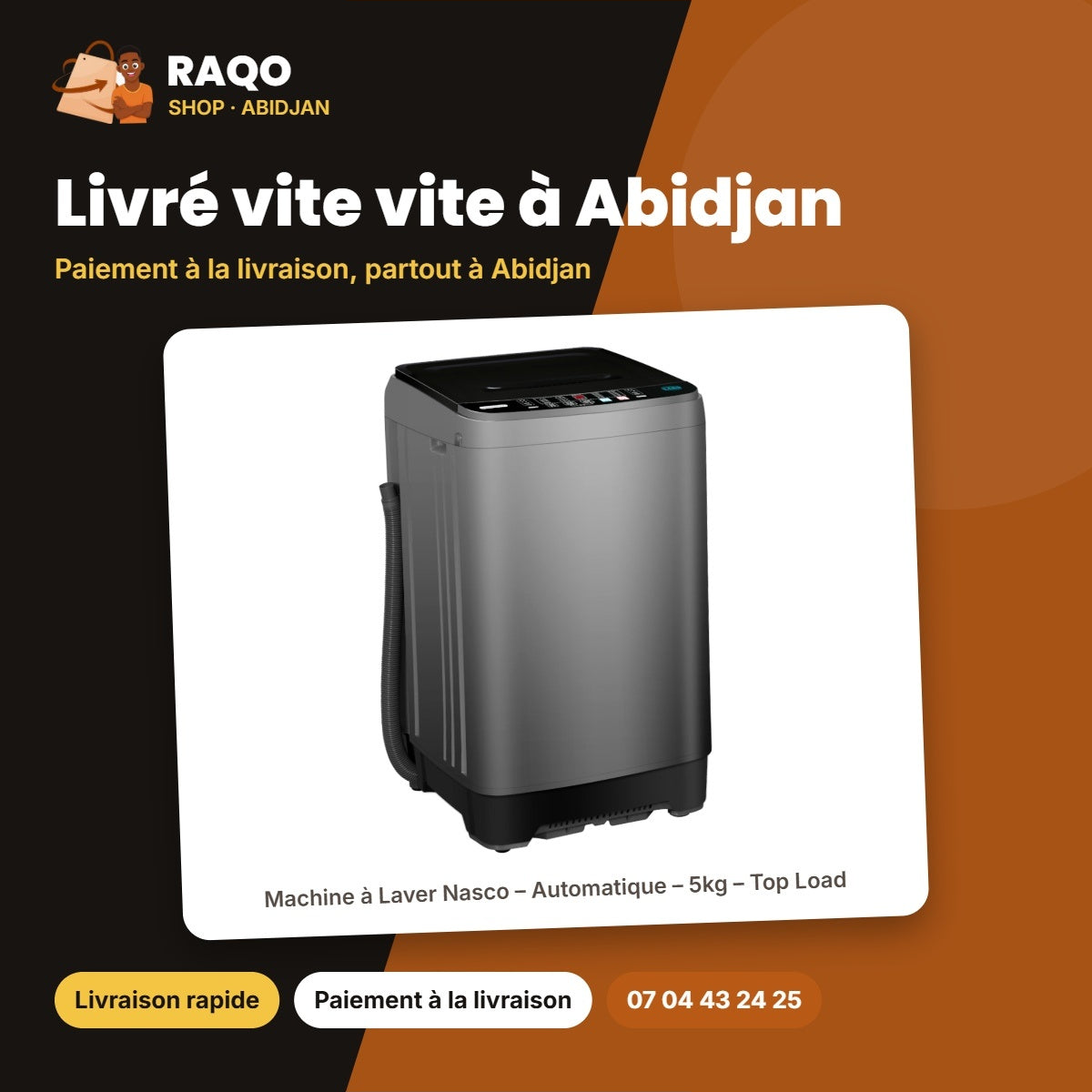 Machine à Laver Nasco – Automatique – 5kg – Top Load | NASTL-B50FL