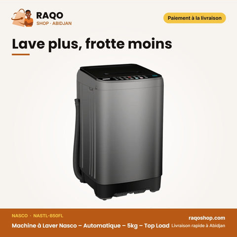 Machine à Laver Nasco – Automatique – 5kg – Top Load | NASTL-B50FL