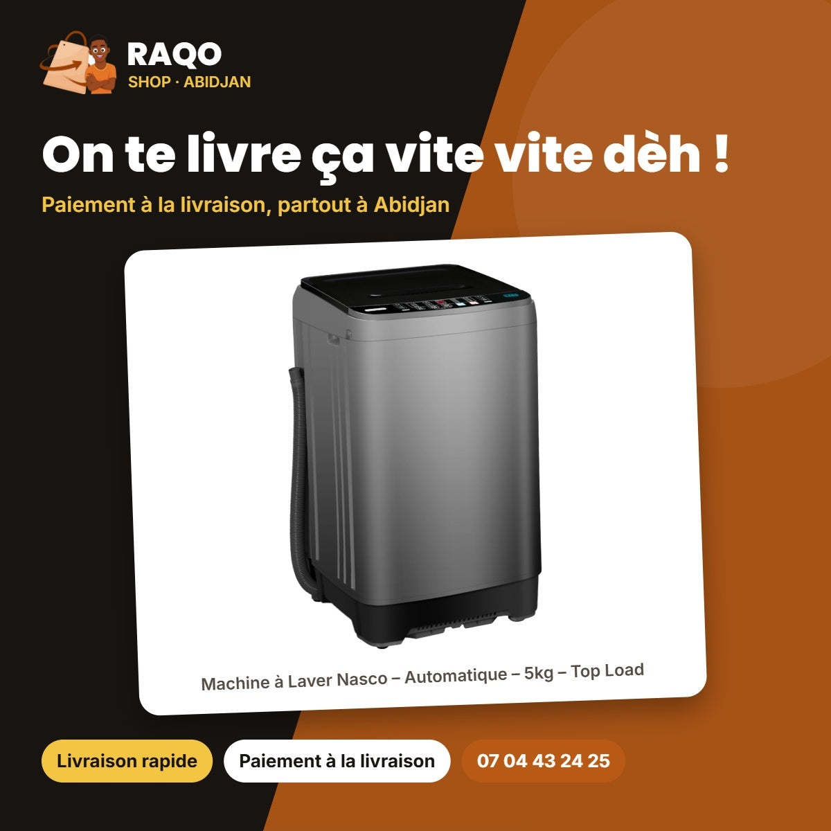 Machine à Laver Nasco – Automatique – 5kg – Top Load | NASTL-B50