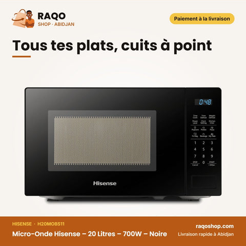Micro-Onde Hisense – 20 Litres – 700W – Noire | H20MOBS11