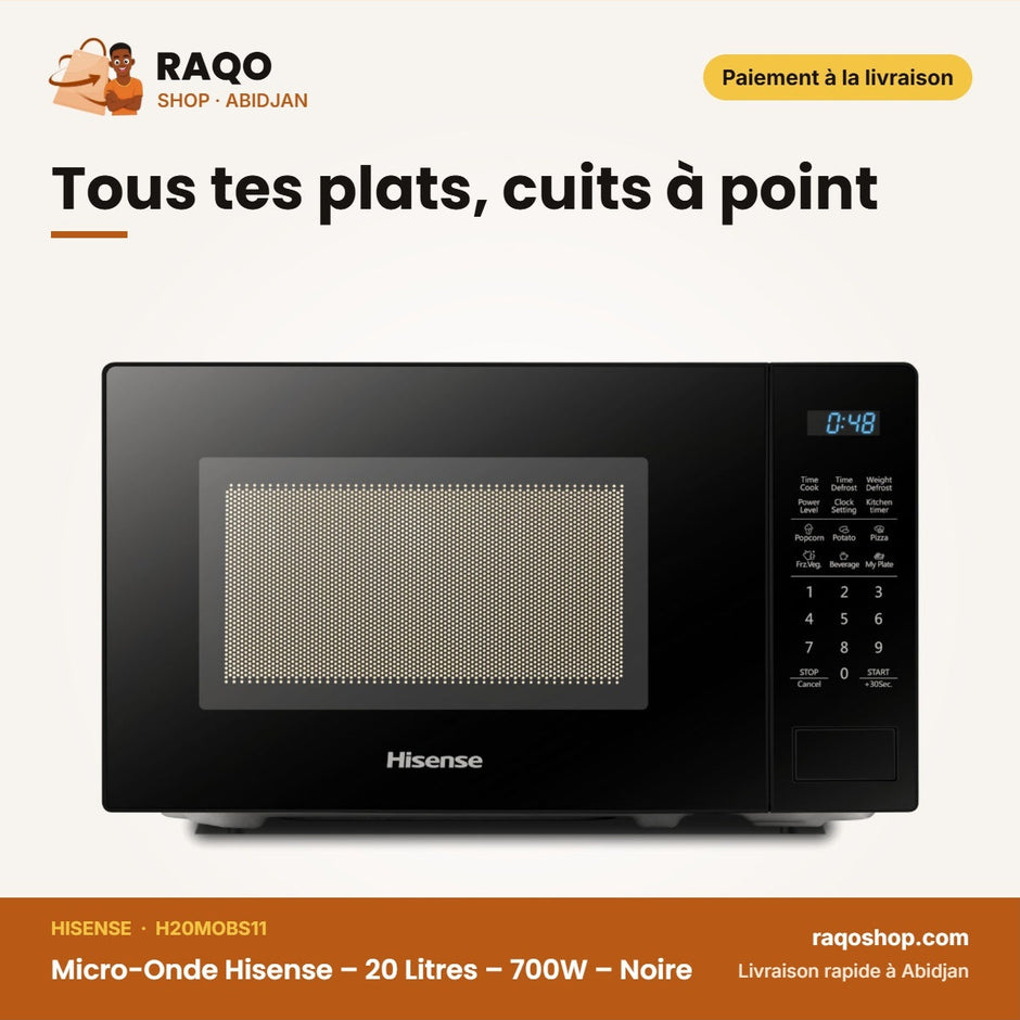 Micro-Onde Hisense – 20 Litres – 700W – Noire | H20MOBS11