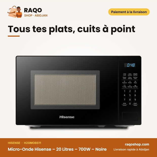 Micro-Onde Hisense – 20 Litres – 700W – Noire | H20MOBS11