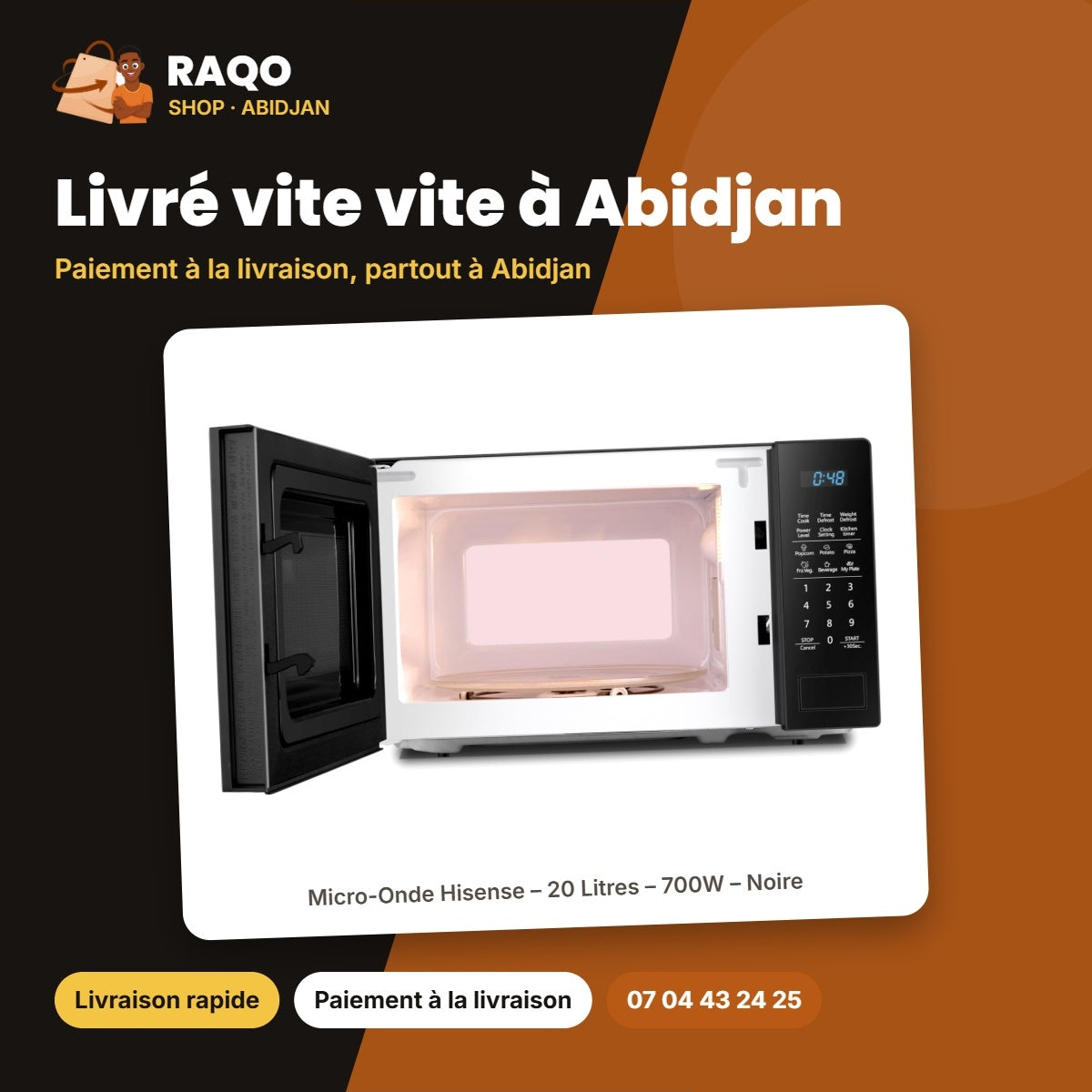 Micro-Onde Hisense – 20 Litres – 700W – Noire | H20MOBS11