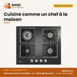 Plaque de Cuisson à Gaz Midea – 4 F – Allumage Électrique – Verre Noir | GAZ_60G40ME007-GFT