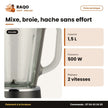 Mixeur Nasco 1.5L 500W – Bocal en Verre – Plastic Body – 2 Vitesses | BL9003-GS