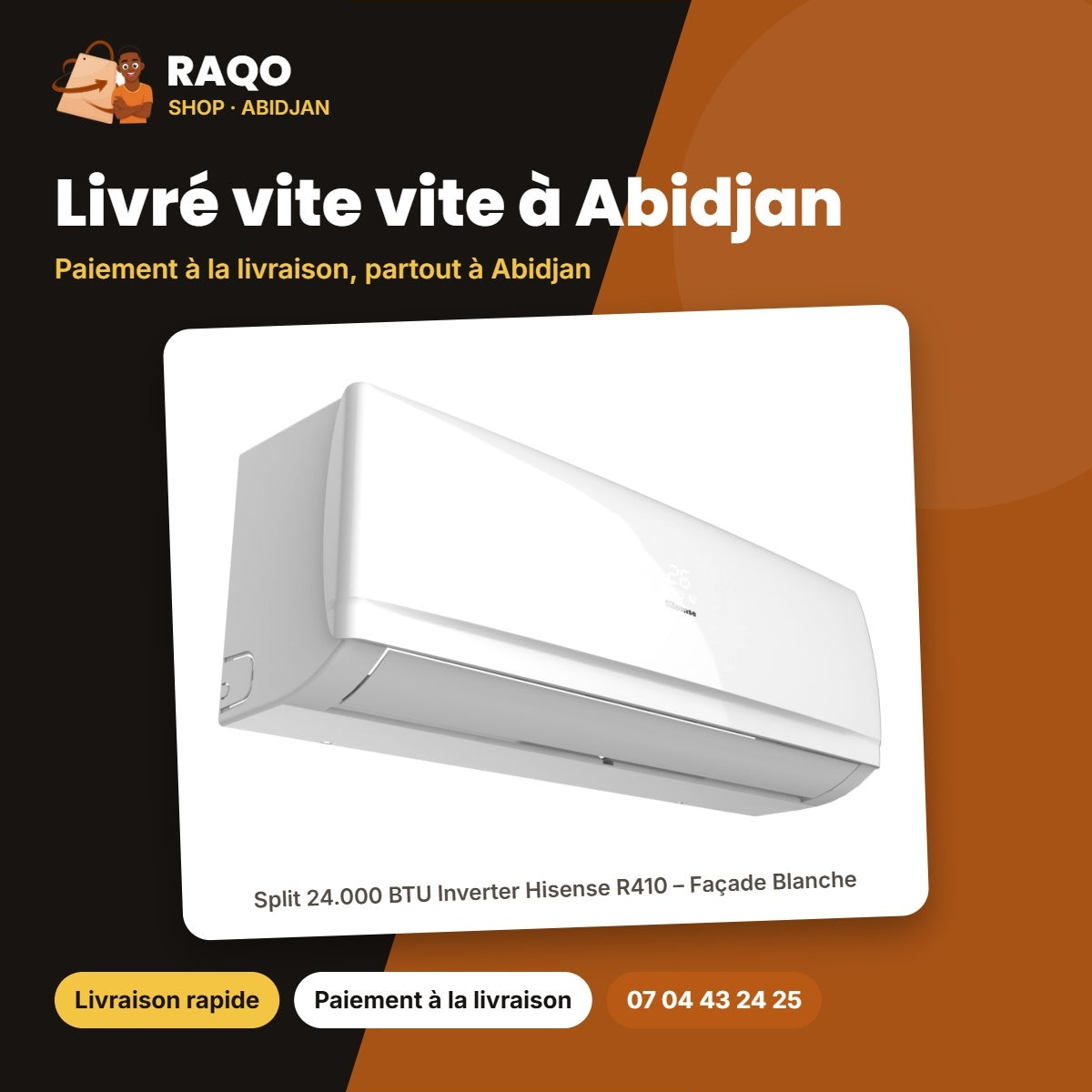 Split 24.000 BTU Inverter Hisense R410 – Façade Blanche | AS-24TR4SBBDK1