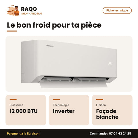 Split 12.000 BTU Inverter Hisense R410 – Façade Blanche | AS-12TW4SLUHB00