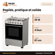 Gazinière 4 Feux Hisense – 60X57X87CM – Acier Inoxydable – Electric Power 25W | HFG60121X
