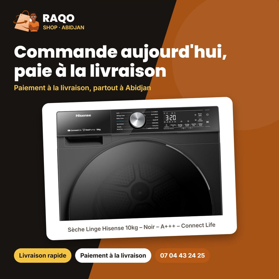 Sèche Linge Hisense 10kg – Noir – A+++ – Connect Life | DH5S102BB