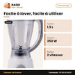 Mixeur Nasco 1.5L 350W Plastic Body – 2 Vitesses – Avec Bocal de Broyag – 4 | MIXER_BL9320K-GS