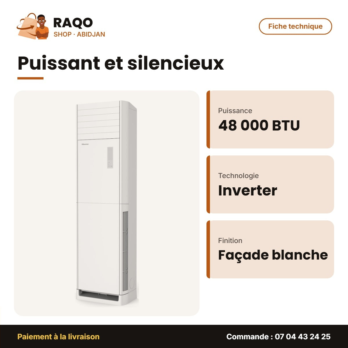 Armoire Split Hisense 48.000 BTU – Inverter Expert – Façade Blanche | AUF-48TR6SQMJE
