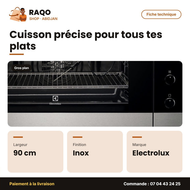 Four Encastrable Simple Electrolux – Électrique – Inox-Noir – 90cm | EOM5420AAX