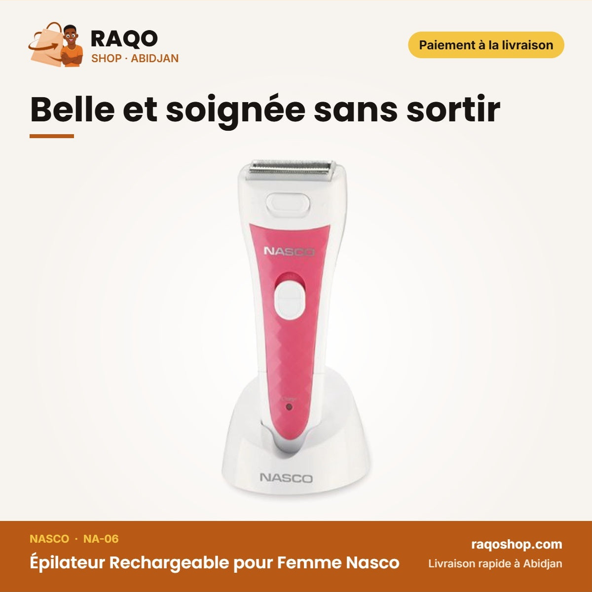 Épilateur Rechargeable pour Femme Nasco – Utilisation Humide ou Sec | NA-06