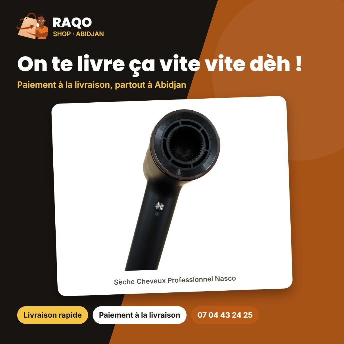Sèche Cheveux Professionnel Nasco – 3 Réglages de Chaleur – Accessoires | NA-5332