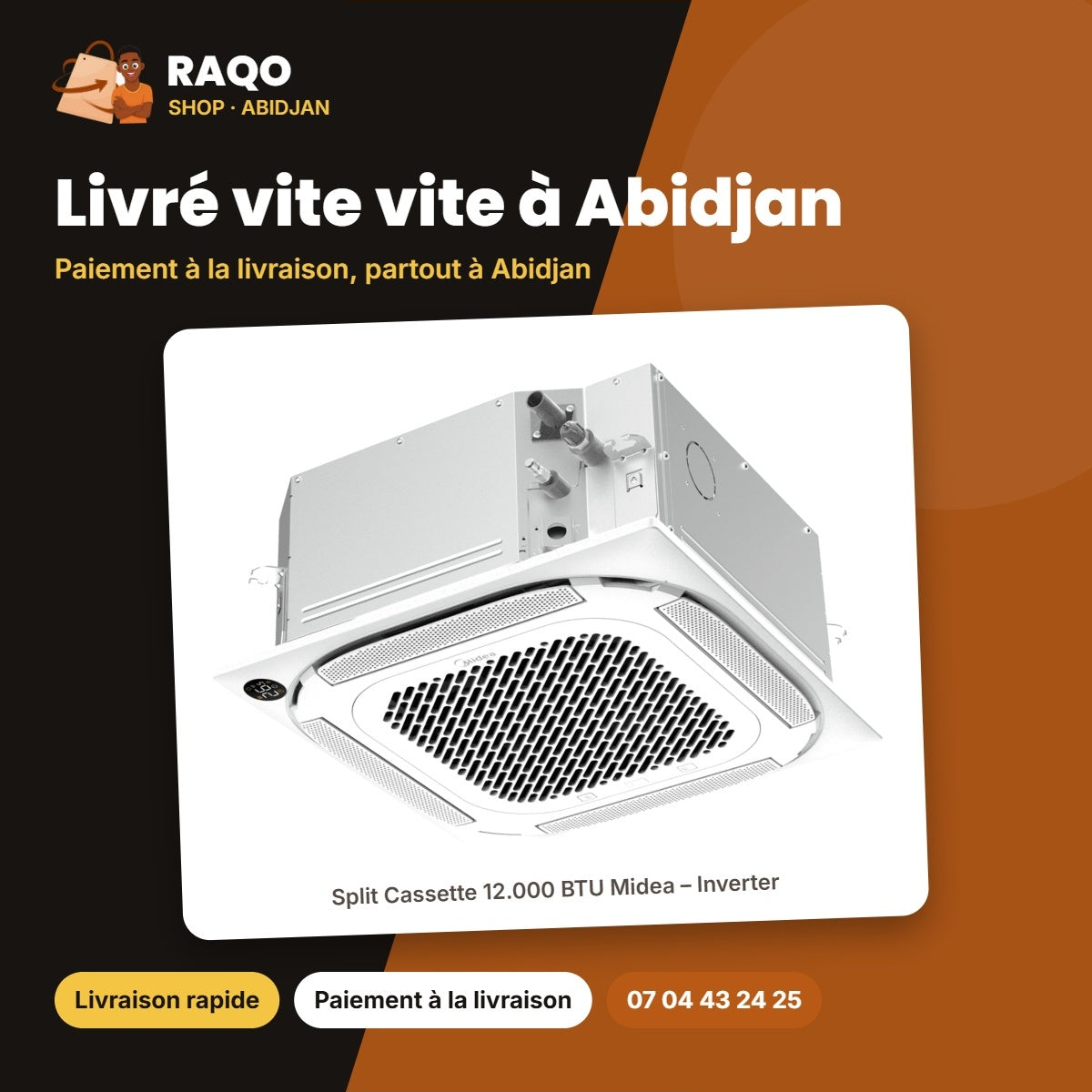 Split Cassette 12.000 BTU Midea – Inverter | MCA4U-12HRFNX-Q