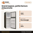 Réfrigérateur Double Porte Nasco – 138L Net – Gris – Éco. D'energie | NASF2-258-LM