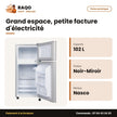 Réfrigérateur Double Porte Nasco – 102L (72LT+30LT) – Noir-Miroir | NASF2-202FL-GD