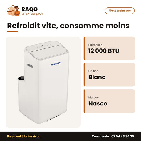 Split Portable Nasco – 12000 BTU – Blanc | NAS-AX12PT