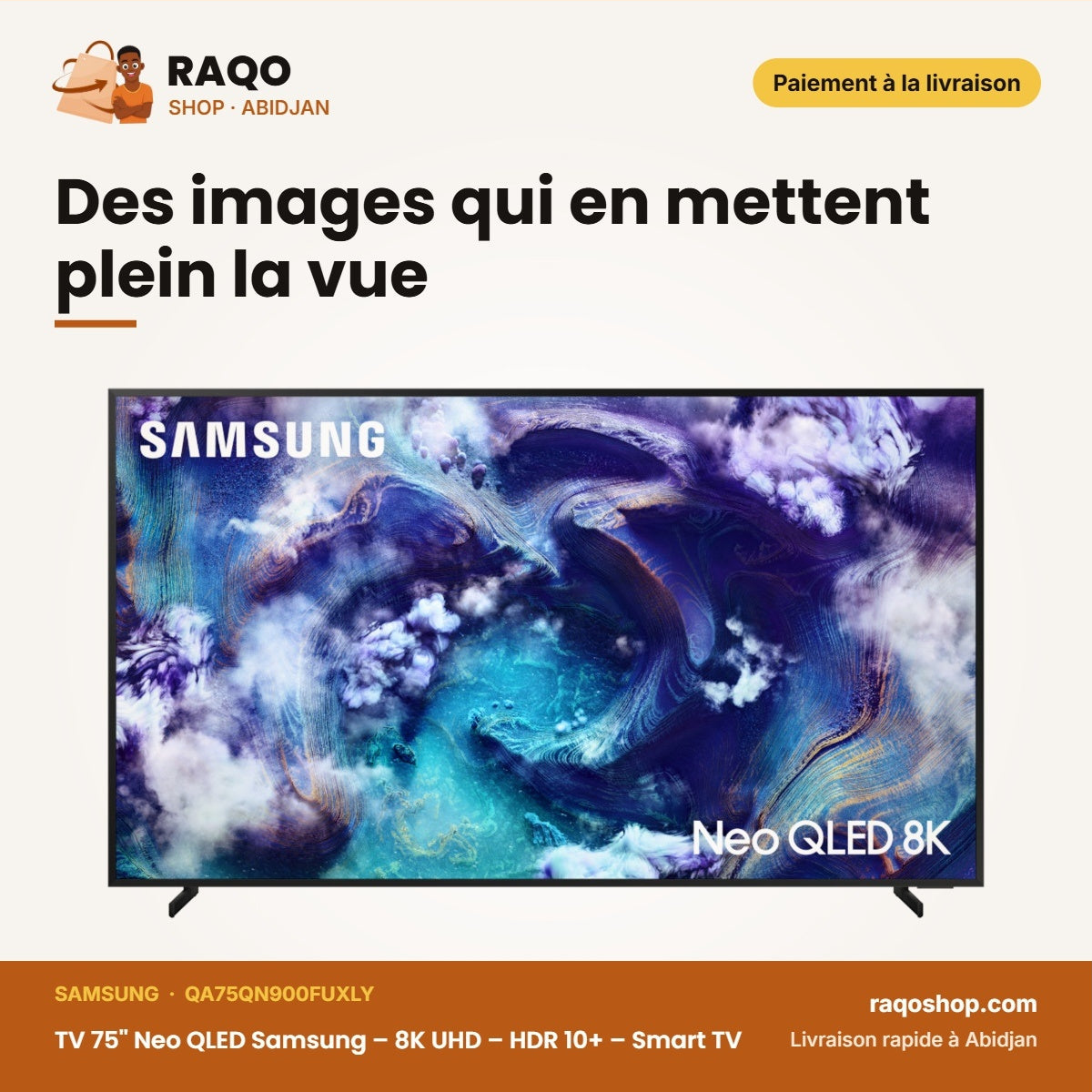TV 75'' Neo QLED Samsung – 8K UHD – HDR 10+ – Smart TV | QA75QN900FUXLY