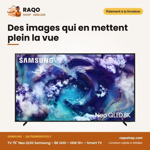 TV 75'' Neo QLED Samsung – 8K UHD – HDR 10+ – Smart TV | QA75QN900FUXLY