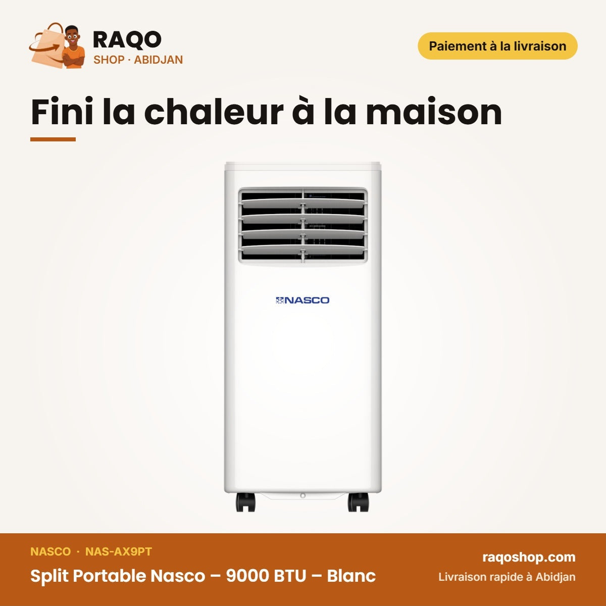 Split Portable Nasco – 9000 BTU – Blanc | NAS-AX9PT