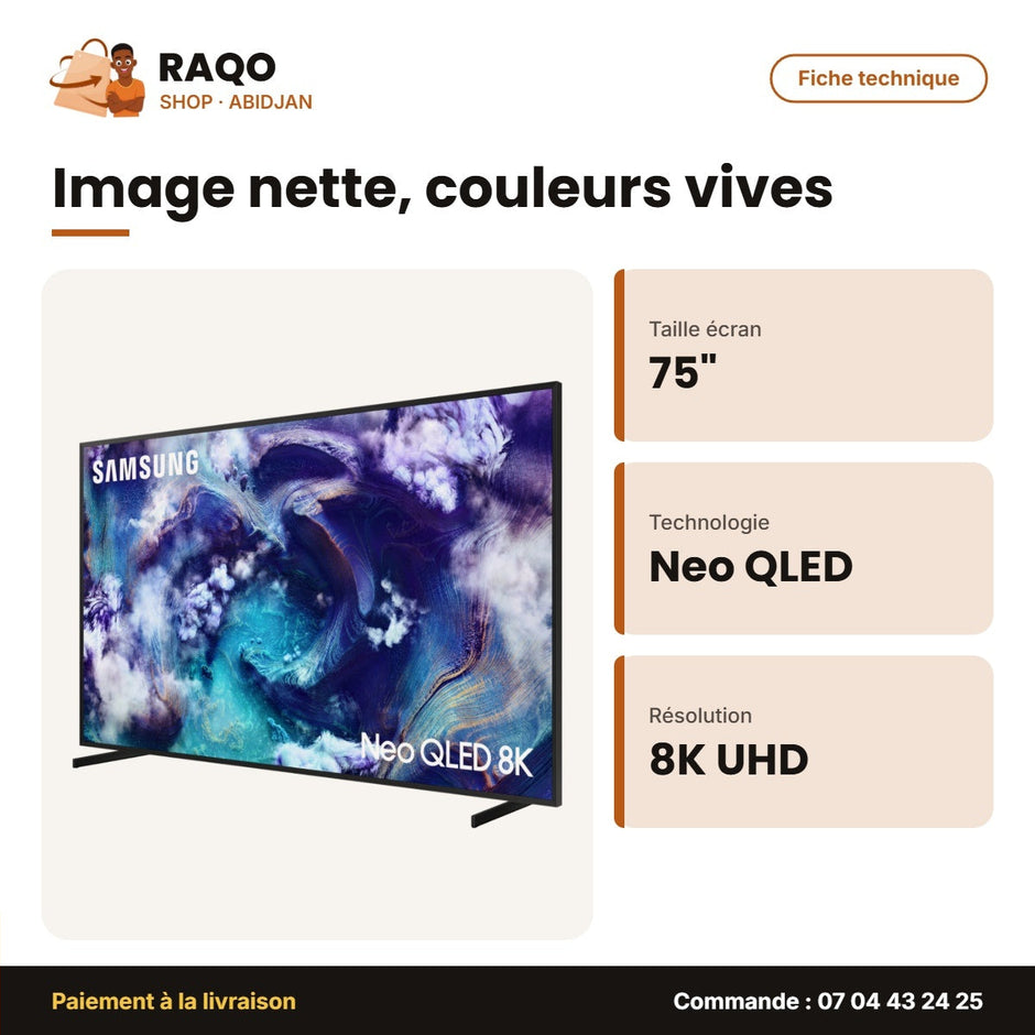 TV 75'' Neo QLED Samsung – 8K UHD – HDR 10+ – Smart TV | QA75QN900FUXLY