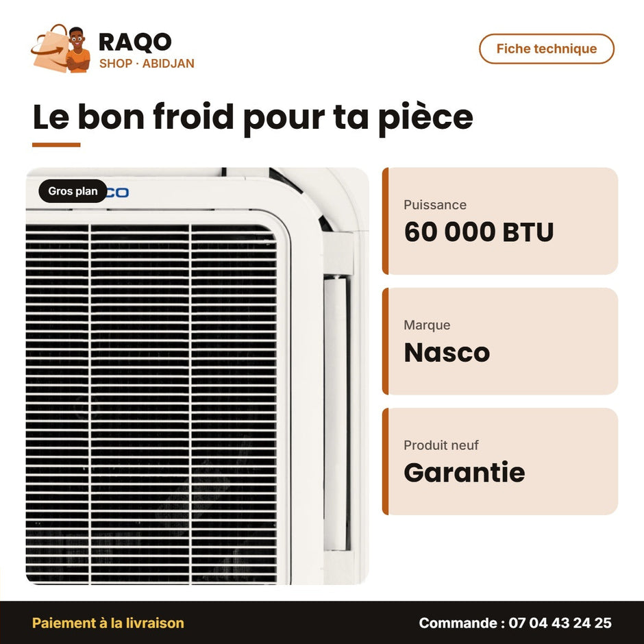 Split Cassette 60.000 BTU Nasco – Unit.int. 220-240V-UNIT.EXT. 380-415V 3N | NAS-T60-K7N1