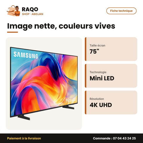 TV 75'' Mini LED Samsung – 4K UHD – HDR 10+ – Smart TV | UA75M70HAUXLY