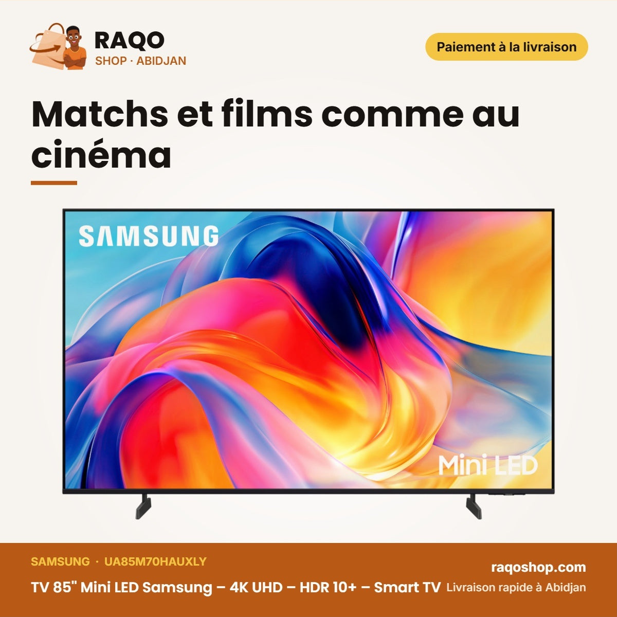TV 85'' Mini LED Samsung – 4K UHD – HDR 10+ – Smart TV | UA85M70HAUXLY