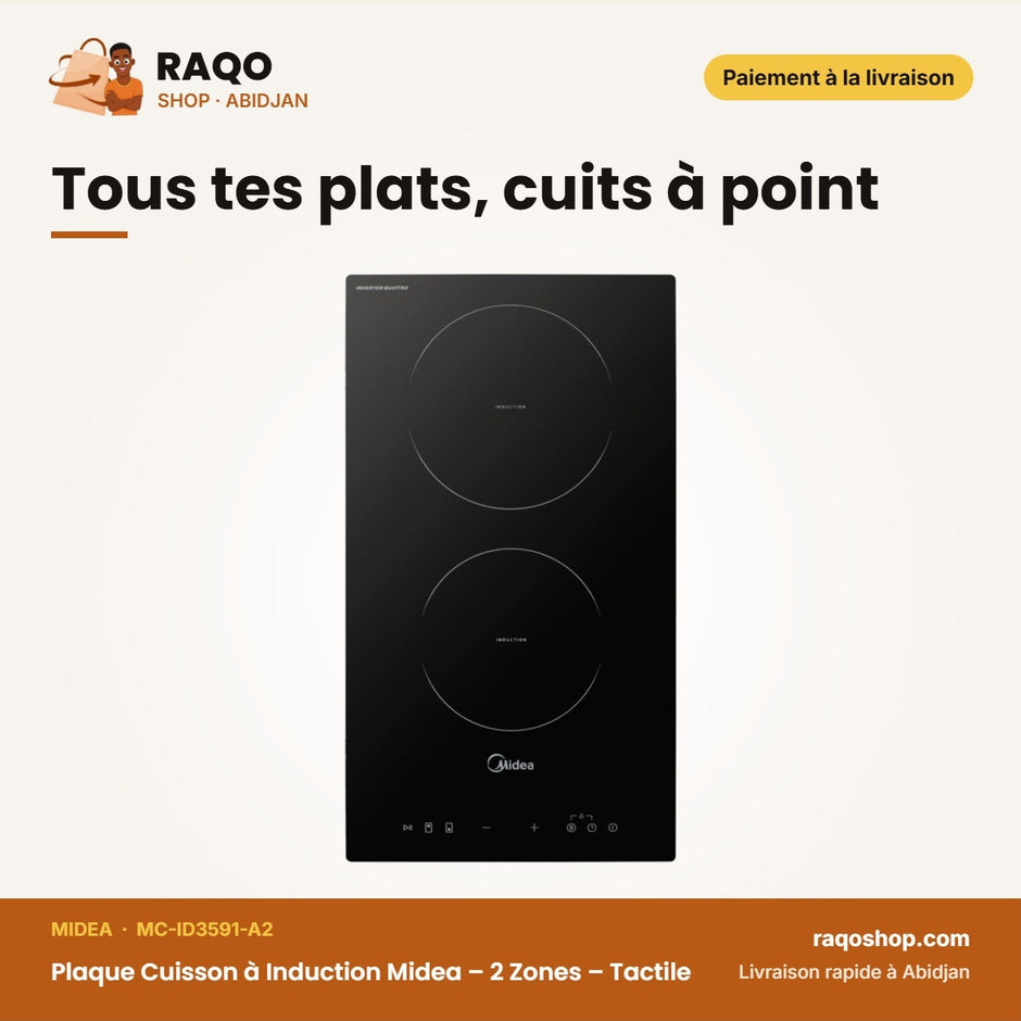 Plaque Cuisson à Induction Midea – 2 Zones – Tactile – 9 Niveaux de Puis. | MC-ID3591-A2