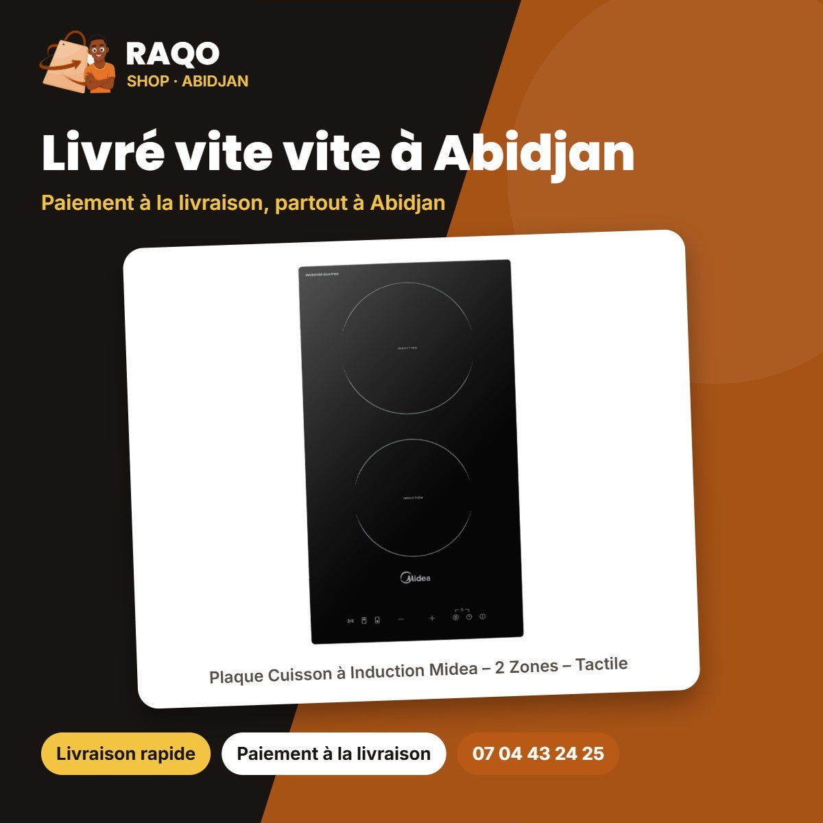 Plaque Cuisson à Induction Midea – 2 Zones – Tactile – 9 Niveaux de Puis. | MC-ID3591-A2