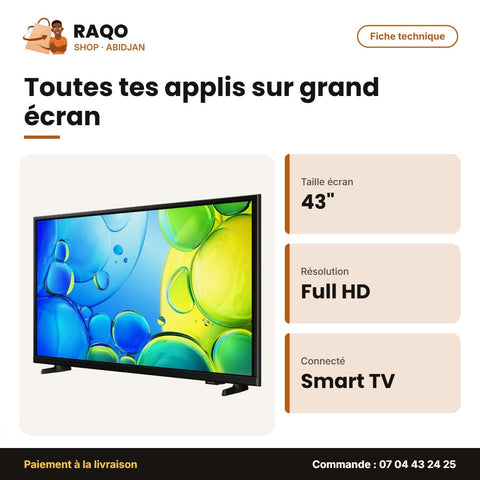 TV LED 43'' Samsung – Smart – Full HD TV – Clean View | UA43F6000FUXLY