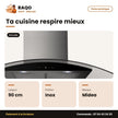 Hotte Aspirante Midea 90cm Acier Inox – Model Vitré-Incurve | GAZ_90V33
