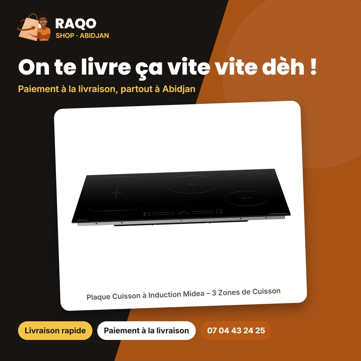 Plaque Cuisson à Induction Midea – 3 Zones de Cuisson – Noir – Tactile | MC-8F7042G331