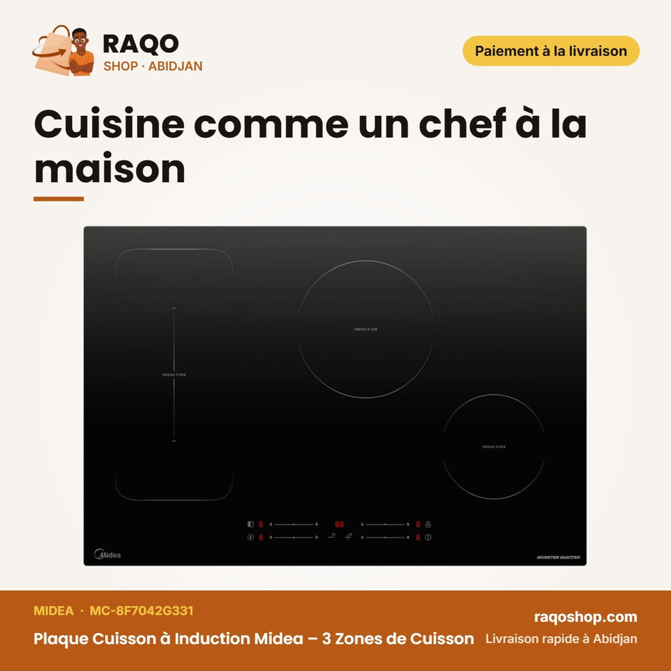 Plaque Cuisson à Induction Midea – 3 Zones de Cuisson – Noir – Tactile | MC-8F7042G331