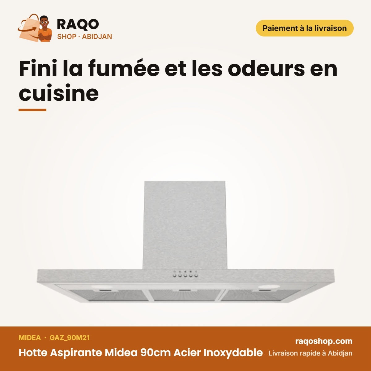 Hotte Aspirante Midea 90cm Acier Inoxydable | GAZ_90M21