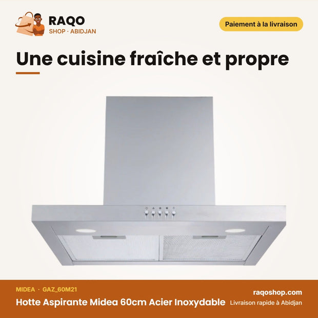 Hotte Aspirante Midea 60cm Acier Inoxydable | GAZ_60M21